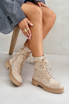 Women's Work Boots With Zipper Made Of Eco Suede Beige Savalann