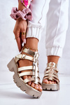 Leather Sandals With Straps Gold Minorite