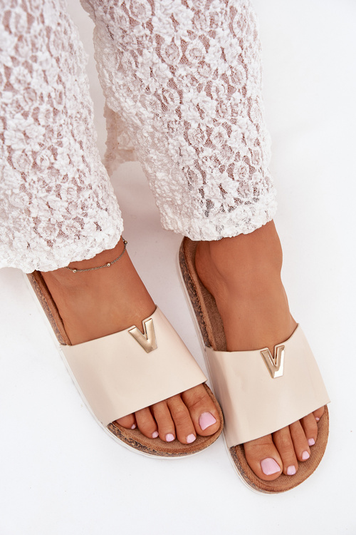 Women's sandals on cork platform with decorative detail beige Vessira
