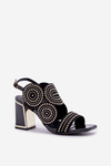 Embellished Heeled Sandals Black Delariona