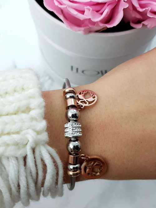 Women's Bracelet On Steel Wire With Flamingo Charms Pendants