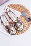 Women's Rhinestone Flip Flops Gold Montiago