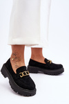 Women's Suede Moccasins on Platform Black Larey