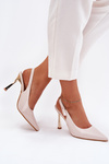 Lacquered Heels With Open Back And Pointed Toes Light Beige Rivori