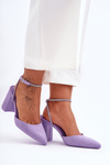 Women's Suede Pumps with Ornamental Strap Purple Lirosa 