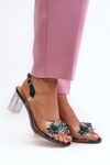 Transparent sandals on a heel with decorations in green D&A MR38-D1