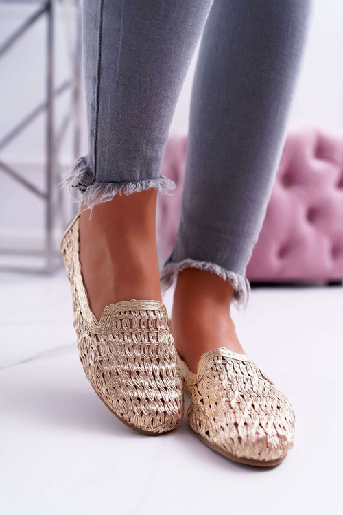 Lu Boo Women's Braided Ballerinas Gold 4Ever