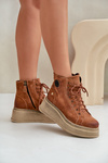 Suede Ankle Boots On Chunky Platform Maciejka 06309-29 Brown
