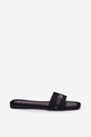 Flat Ladies Slippers With Strap And Buckle Black Zilina