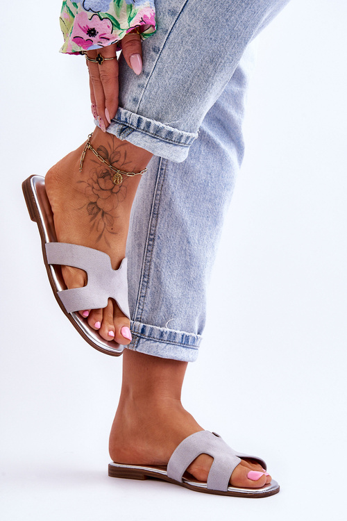 Women's Classic Suede Slippers Grey Evana
