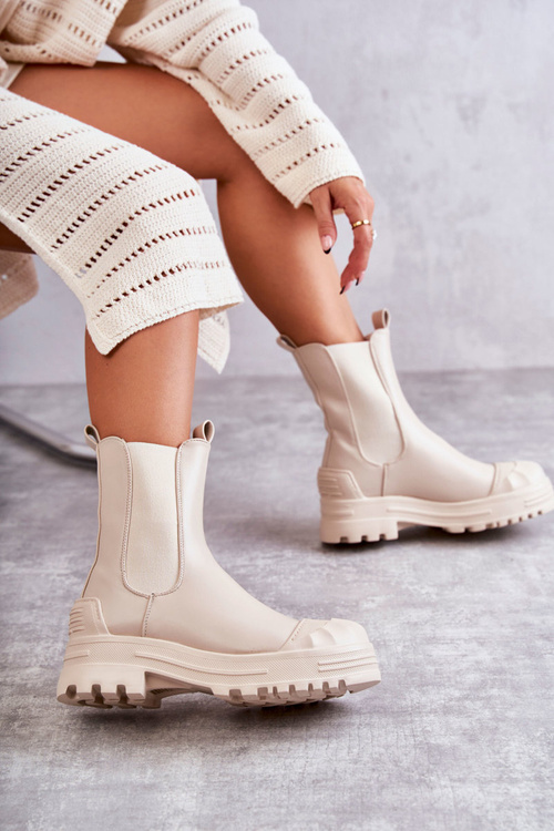 Classic High Workers Boots Beige Bassti