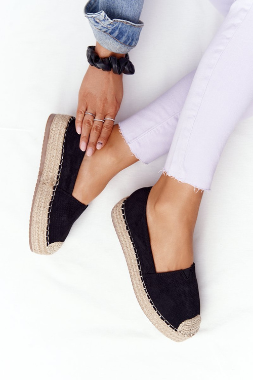 Espadrilles On A Straw Platform Black Highway