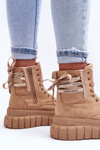 Botki Damskie Platforma Zamsz Beżowe Raftera EV-263