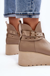 Women's Leather Platform Boots with Straps Zazoo 1752 Beige