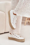 Women's Platform Sneakers With Weaving White Princa