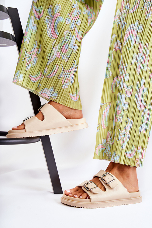 Klapki Klasyczne Wsuwane Damskie Beżowe Weston