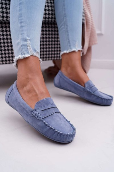 Women's Mocassins Blue Suede Bolero