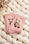 Children's Furry Socks with Bear Pink