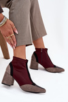 Women's ankle boots with chunky heel zip Bordeaux Delvane