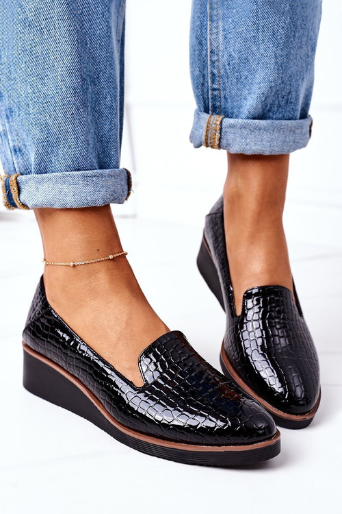 Patent Wedge Shoes Vinceza 10675 Black