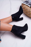 Women's High Heeled Boots with Spike Rivets RB23P Black Snack