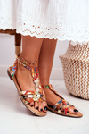 Elegant Sandals With Floral Pattern Orange Brooke