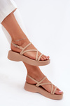 Women's Platform Sandals With Straps Beige Civara