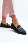 Women's Flat Heel Eco Leather Moccasins Black Vimedia