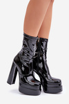 Lacquered Ankle Boots On Platform And High Heel Black Lotisha