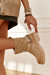 Openwork Booties With A Zipper With A Chain Beige Chantelle 