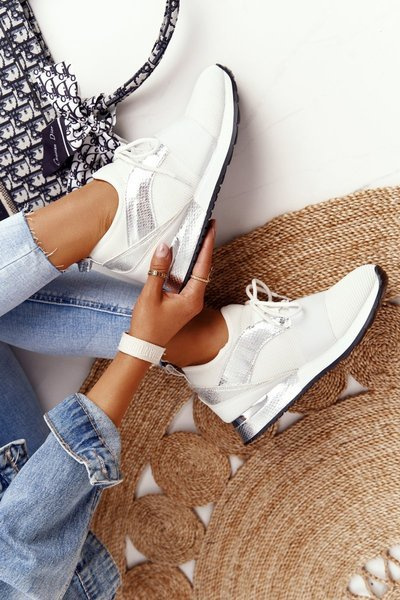 Women’s Sport Shoes Sneakers White-Silver Netta