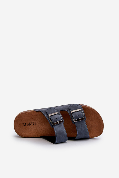 Men's Cork Sole Flip Flops Navy Rosawia