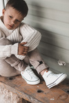 Children's Leather Sneakers With Velcro White Bruni