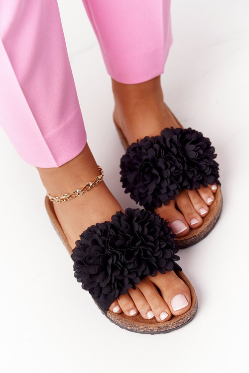 Slippers On The Cork Sole Black Flowerbomb
