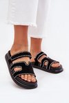 Women's Sandals With Decoration On The Platform Black Delyna