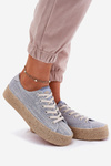 Womens Platform Sneakers With Weaving Lee Cooper LCW-25-02-3284 Light Beige