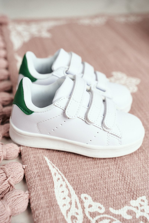 Dziecięce Sportowe Buty Na Rzepy Biało-Zielone Fifi