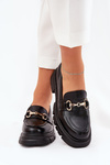 Women Moccasins With Golden Detail Eco Leather Black Gemitha