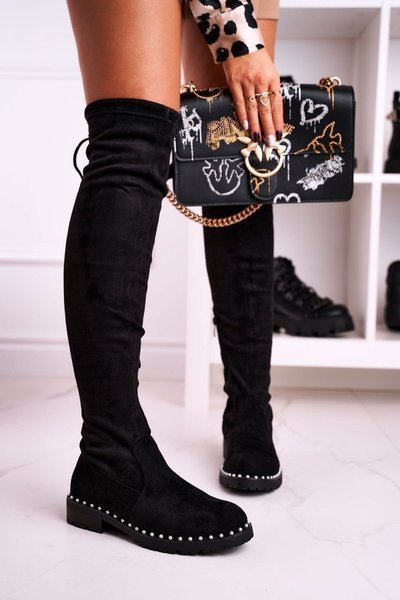 Women's High Boots Above The Knee Suede Black Isabel