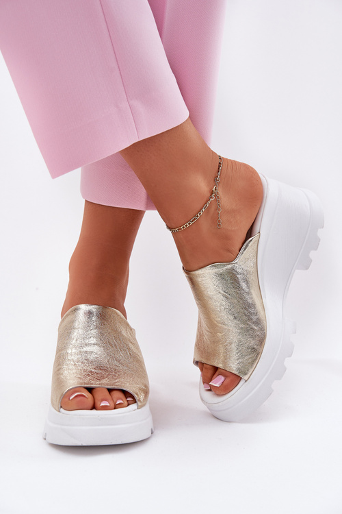 Leather Wedge Sandals Artiker 56C0435 Gold