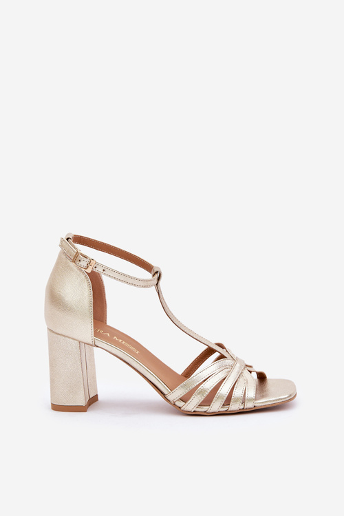 Sandały Skóra Naturalna Obcas Słupek Laura Messi 2766