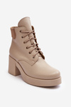 Leather Women's Heels on a Heel Beige Lemar Leocera
