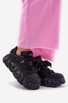 Sneakersy Damskie Skóra Naturalna Platforma Czarne GOE RR2N4044 