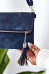 Clutch Bag With Detachable Strap And Fringes Blue