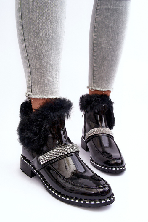 Women's Flat Heel and Platform Ankle Boots Black Linestta