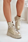 Leather Platform Ankle Boots Maciejka 06751-25 Gold
