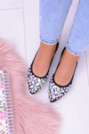 Lu Boo Black Eraser Ballerinas Stones Even