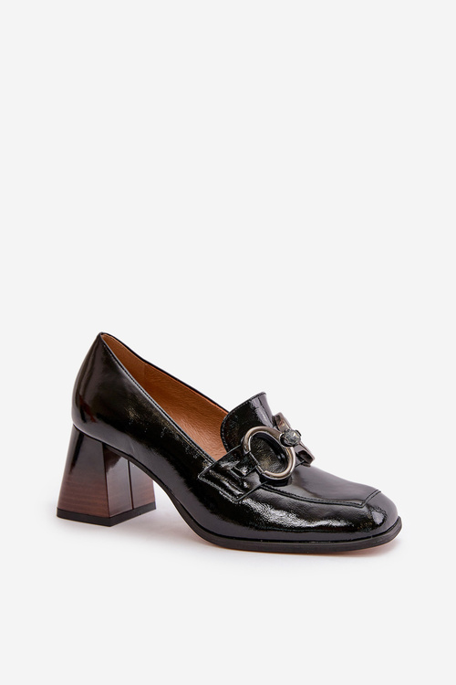 Leather Pumps With Decoration Black Laura Messi 2845