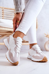 Buty Sportowe Wiązane Biało-Beżowe Patrice
