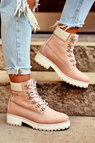 Women's Booties Trappers Big Star Pastel Pink EE274034